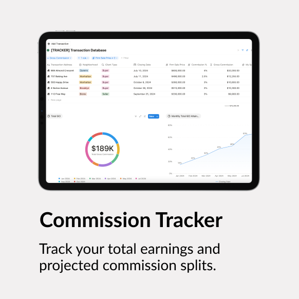 Commission tracker screenshot